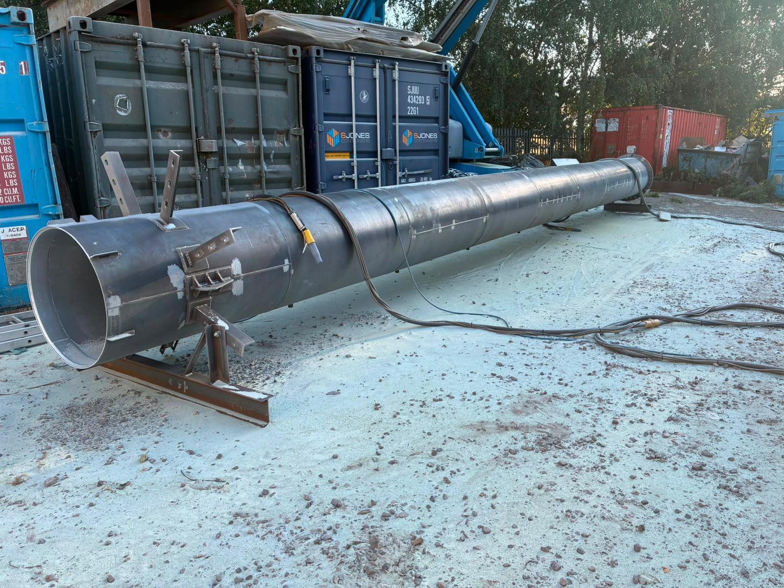 Commercial steel chimney before shot blasting — Sandblasting Northampton