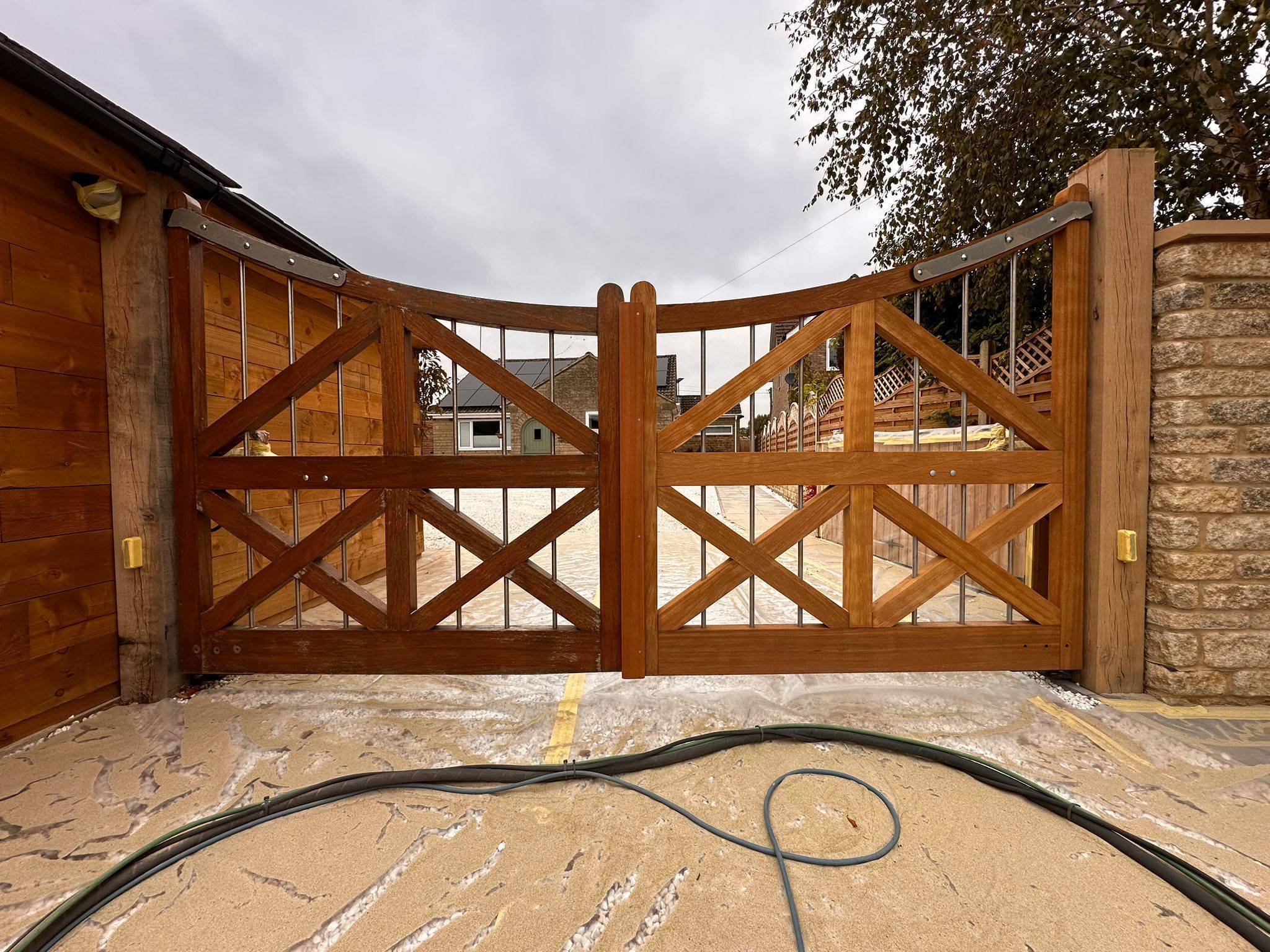 Clean bare metal gate — after sandblasting